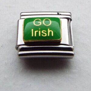 Go Irish on green enamel 9mm stainless steel Italian charm bracelet link new